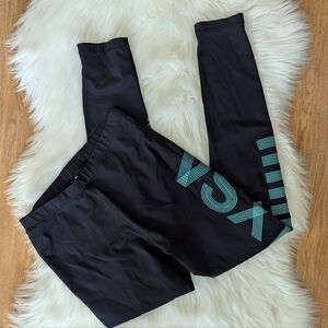 Victoria's Secret Sport Classic Leggings Black With Blue Logo Print